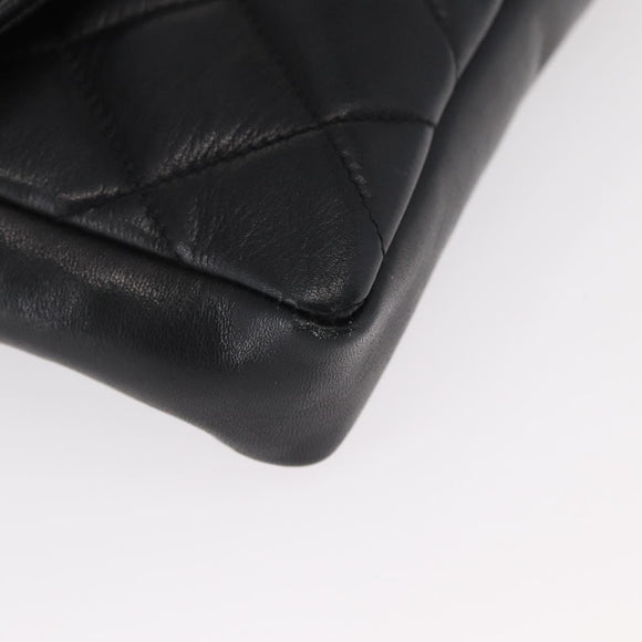 CHANEL Matelasse Chain Waist bag Lamb Skin Black Gold CC Auth BA8921