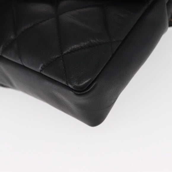 CHANEL Matelasse Chain Waist bag Lamb Skin Black Gold CC Auth BA8921