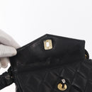 CHANEL Matelasse Chain Waist bag Lamb Skin Black Gold CC Auth BA8921-20