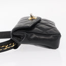 CHANEL Matelasse Chain Waist bag Lamb Skin Black Gold CC Auth BA8921-4