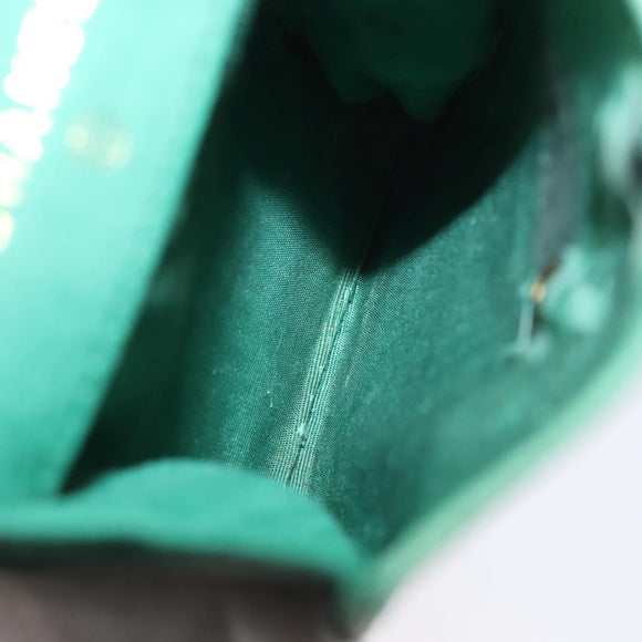 CHANEL COCO Mark Pouch Caviar Skin Green Gold CC Auth BA8922