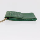 CHANEL COCO Mark Pouch Caviar Skin Green Gold CC Auth BA8922-4