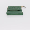 CHANEL COCO Mark Pouch Caviar Skin Green Gold CC Auth BA8922-7