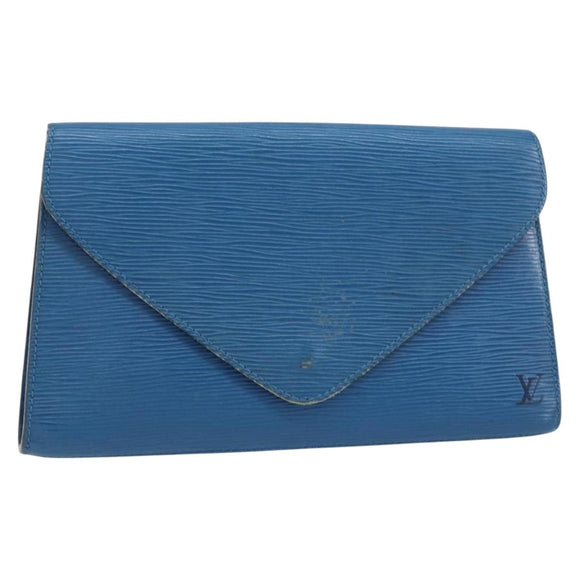 LOUIS VUITTON Epi Art Deco Clutch Bag Blue M52635 LV Auth BA8924