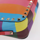VALENTINO Studs Shoulder Bag Leather Gold Rainbow Auth BA8950-9
