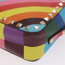 VALENTINO Studs Shoulder Bag Leather Gold Rainbow Auth BA8950-16