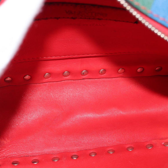 VALENTINO Studs Shoulder Bag Leather Gold Rainbow Auth BA8950