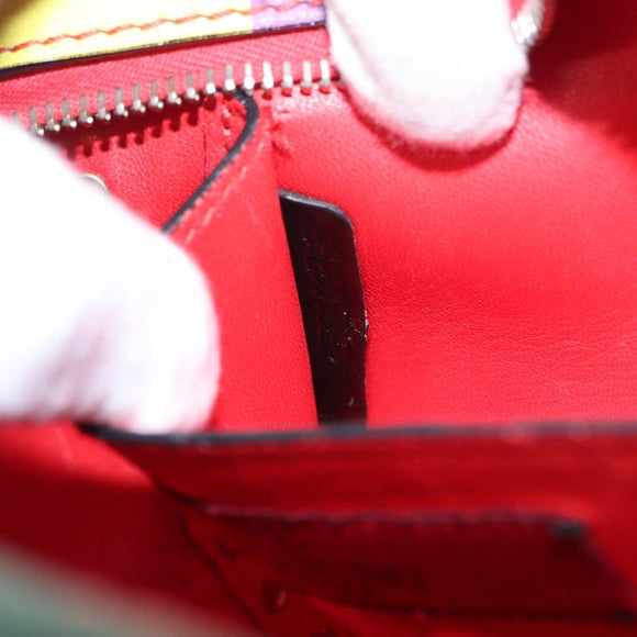 VALENTINO Studs Shoulder Bag Leather Gold Rainbow Auth BA8950