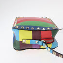 VALENTINO Studs Shoulder Bag Leather Gold Rainbow Auth BA8950-3