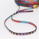 VALENTINO Studs Shoulder Bag Leather Gold Rainbow Auth BA8950-7