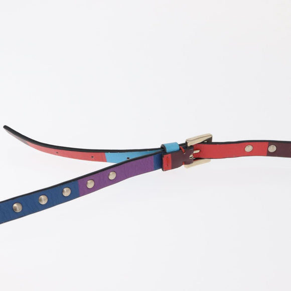 VALENTINO Studs Shoulder Bag Leather Gold Rainbow Auth BA8950