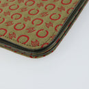 CELINE C Macadam Canvas Accessory Pouch Khaki Gold Auth BA8951-13