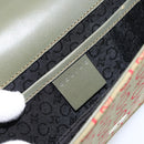 CELINE C Macadam Canvas Accessory Pouch Khaki Gold Auth BA8951-15