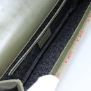 CELINE C Macadam Canvas Accessory Pouch Khaki Gold Auth BA8951-16