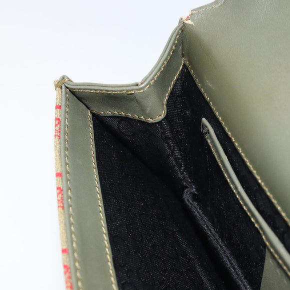 CELINE C Macadam Canvas Accessory Pouch Khaki Gold Auth BA8951