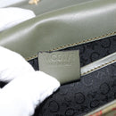 CELINE C Macadam Canvas Accessory Pouch Khaki Gold Auth BA8951-20