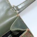 CELINE C Macadam Canvas Accessory Pouch Khaki Gold Auth BA8951-21