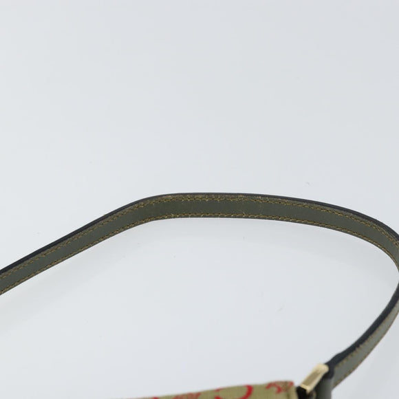 CELINE C Macadam Canvas Accessory Pouch Khaki Gold Auth BA8951