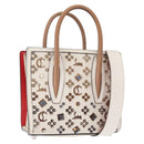 Christian Louboutin Paloma S Mini Hand Bag Leather 2way White Silver Auth BA8960-1