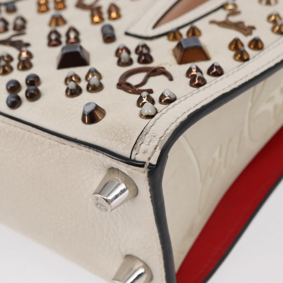 Christian Louboutin Paloma S Mini Hand Bag Leather 2way White Silver Auth BA8960