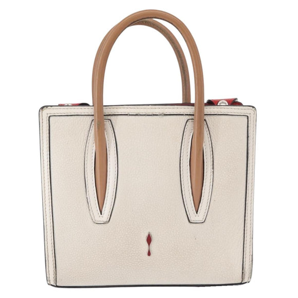 Christian Louboutin Paloma S Mini Hand Bag Leather 2way White Silver Auth BA8960