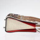 Christian Louboutin Paloma S Mini Hand Bag Leather 2way White Silver Auth BA8960-3