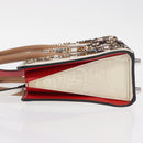 Christian Louboutin Paloma S Mini Hand Bag Leather 2way White Silver Auth BA8960-4