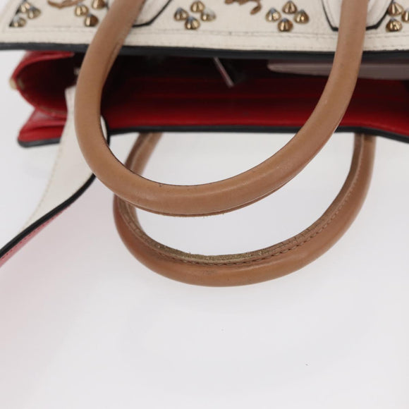 Christian Louboutin Paloma S Mini Hand Bag Leather 2way White Silver Auth BA8960