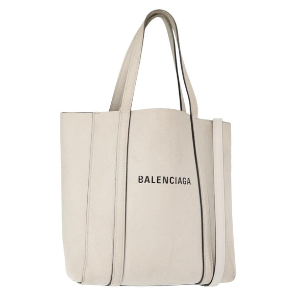 BALENCIAGA Everyday Tote XXS Bag Leather 2way White Silver 551815 Auth BA8961