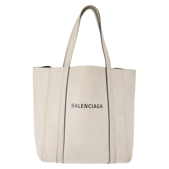 BALENCIAGA Everyday Tote XXS Bag Leather 2way White Silver 551815 Auth BA8961