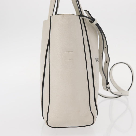 BALENCIAGA Everyday Tote XXS Bag Leather 2way White Silver 551815 Auth BA8961