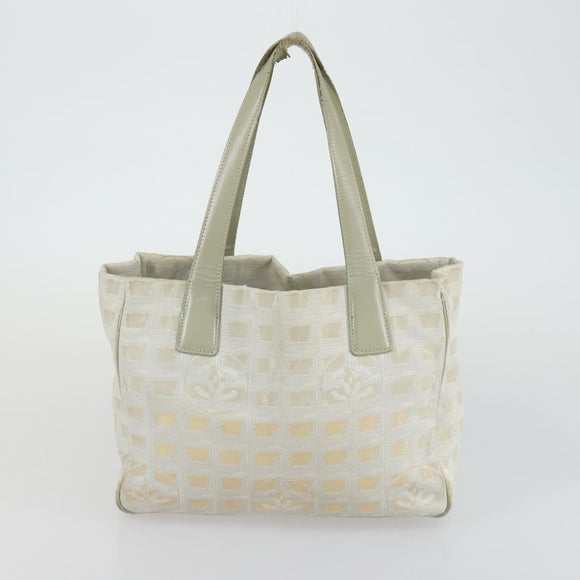 CHANEL New Travel Line Tote Bag Nylon 2er Set Blau Beige CC Auth BA8965