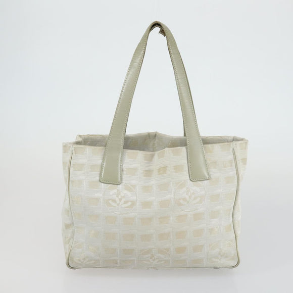 CHANEL New Travel line Tote Bag Nylon 2 Set Blue Beige CC Auth BA8965