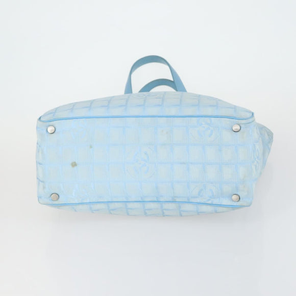 CHANEL New Travel Line Tote Bag Nylon 2er Set Blau Beige CC Auth BA8965