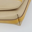 Salvatore Ferragamo Vala Chain Shoulder Bag Leather Beige Silver Auth BA8967-9