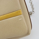 Salvatore Ferragamo Vala Chain Shoulder Bag Leather Beige Silver Auth BA8967-10