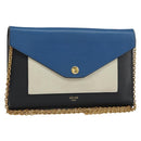 CELINE Chain Shoulder Wallet Bag Leather Multicolor Gold Auth BA8968-1