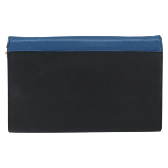 CELINE Chain Shoulder Wallet Bag Leather Multicolor Gold Auth BA8968