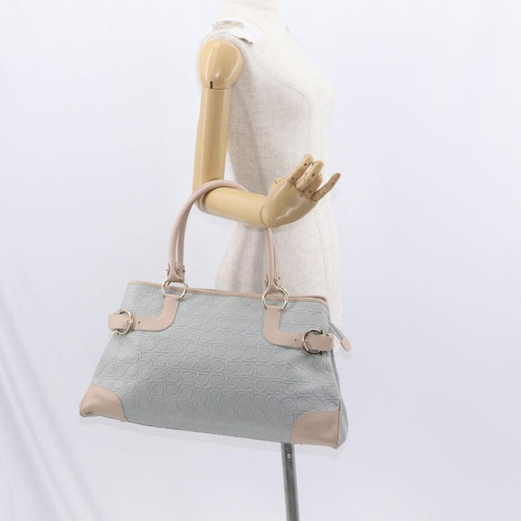 Salvatore Ferragamo Gancini Tote Bag Leather Gray Gold Auth BA8969