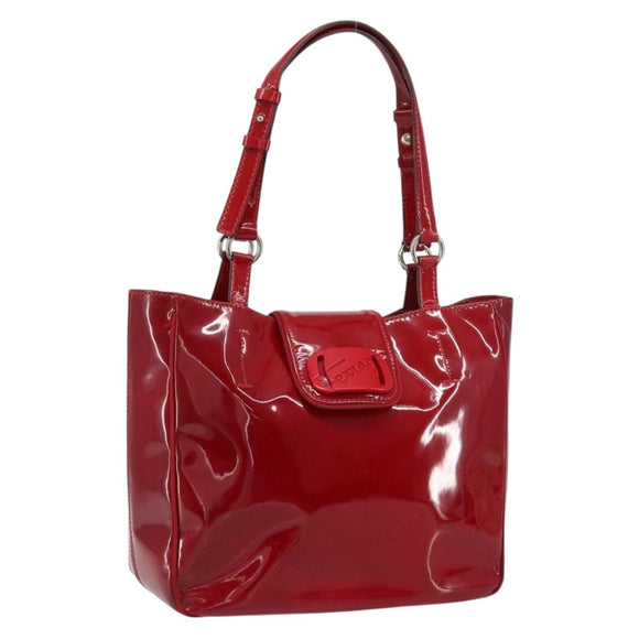 Salvatore Ferragamo Tote Bag Enamel Red Silver Auth BA8971