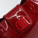 Salvatore Ferragamo Tote Bag Enamel Red Silver Auth BA8971-14