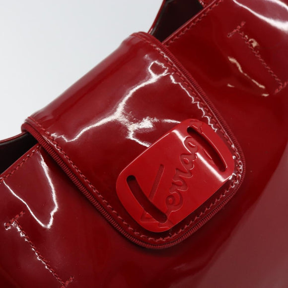 Salvatore Ferragamo Tote Bag Enamel Red Silver Auth BA8971