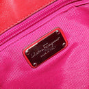 Salvatore Ferragamo Tote Bag Enamel Red Silver Auth BA8971-15