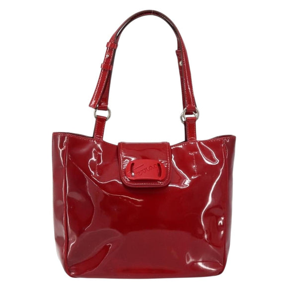 Salvatore Ferragamo Tote Bag Enamel Red Silver Auth BA8971