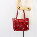 Salvatore Ferragamo Tote Bag Enamel Red Silver Auth BA8971-22