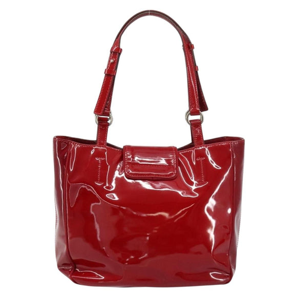 Salvatore Ferragamo Tote Bag Enamel Red Silver Auth BA8971