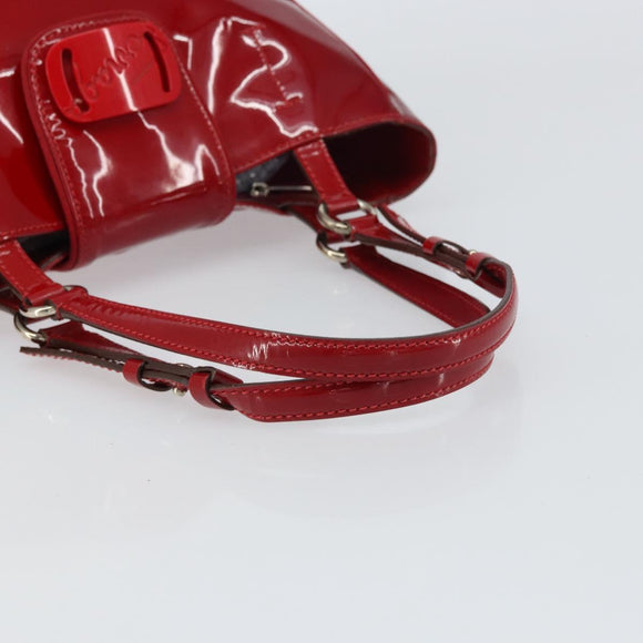 Salvatore Ferragamo Tote Bag Enamel Red Silver Auth BA8971