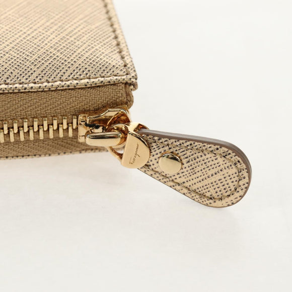 Salvatore Ferragamo Long Wallet Leather Gold Tone Auth BA8972V