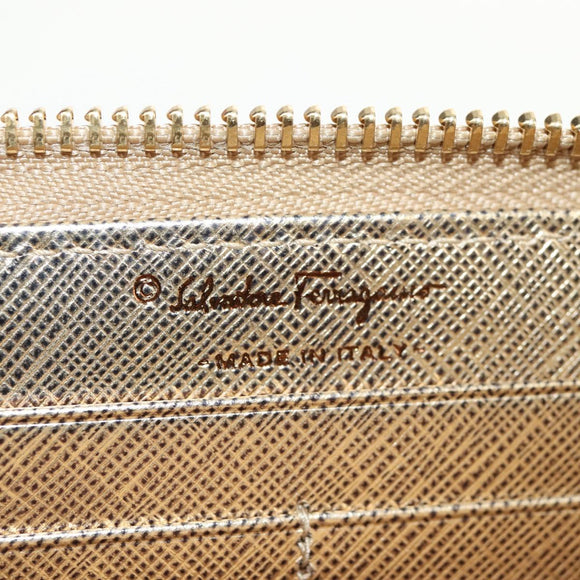 Salvatore Ferragamo Long Wallet Leather Gold Tone Auth BA8972V