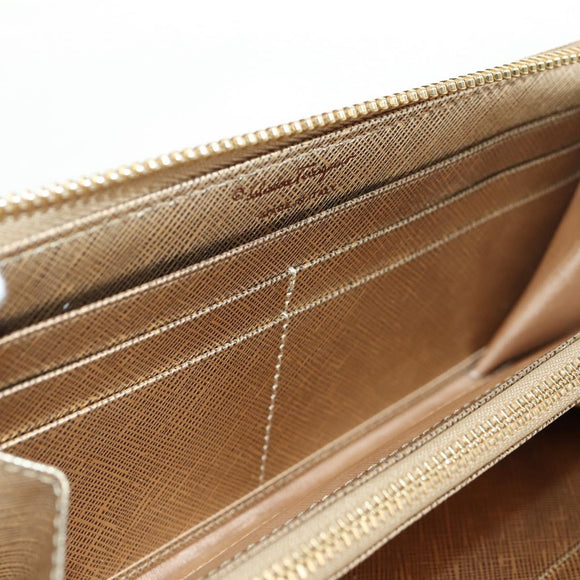 Salvatore Ferragamo Long Wallet Leather Gold Tone Auth BA8972V
